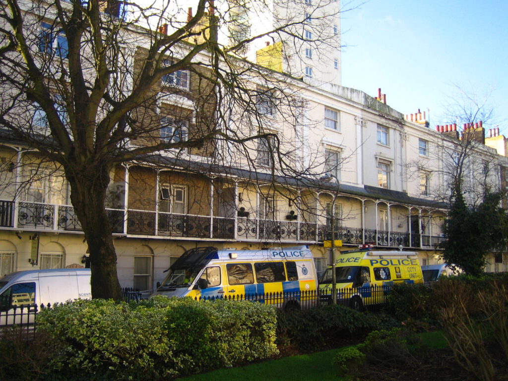Police investigate a murder in Russell Square