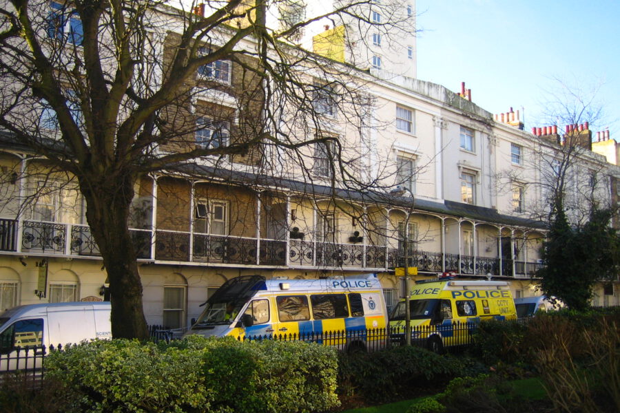 Police investigate a murder in Russell Square